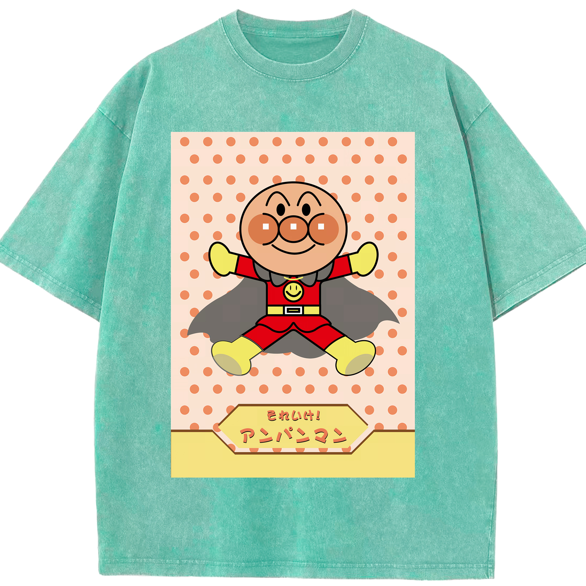（画像用） アンパンマン Anpanman 綿100% ヴィンテージ風 半袖Tシャツ（フロントプリント）